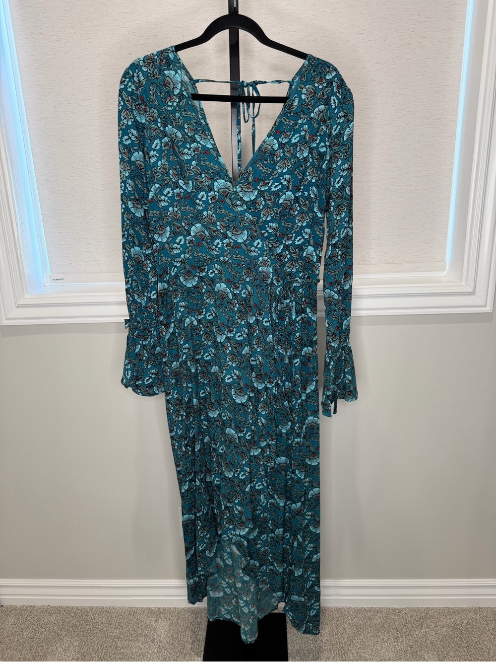 Band of the Free Teal Floral V-Neck Long Sleeve Maxi Dress